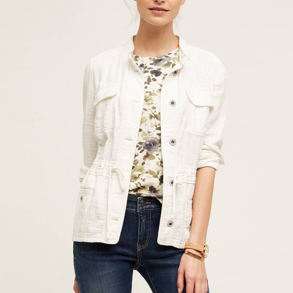 ANTHROPOLOGIE HEI HEI Woman’s Breakaway Jacket - Ivory White 100% Cotton SmallP